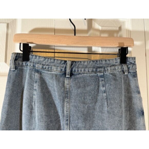 Commense Asymmetrical denim maxi skirt M front slit raw hem casual - Picture 7 of 11